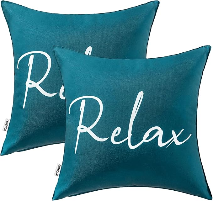 MIULEE Outdoor Waterproof Throw Pillow Covers Set of 2 Relax Decorative Outdoor Square Pillowcases for Chair Patio Garden Couch Tent Balcony Sofa Deep Blue 20x20 Inch
