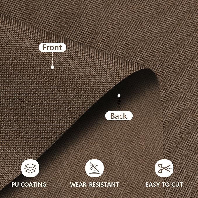 Waterproof Canvas Fabric by The Yard 58inch 600D Upholstery Material Polyester Fabric Outdoor Water Resistant Fabric for Sewing Chair Patio Cushion Purse Bag Interior, 12 Yard Brown