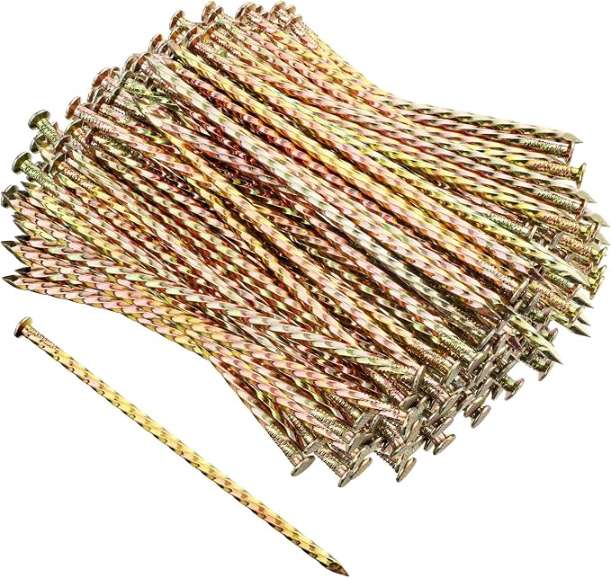 Sadnyy 100 Pcs Artificial Turf Stakes Nails Metal Landscape Edging Stakes Galvanized Spiral Garden Ground Spikes Lawn for Outdoor Tent Grass Paver Carpentry Weed Barrier(6 Inch)