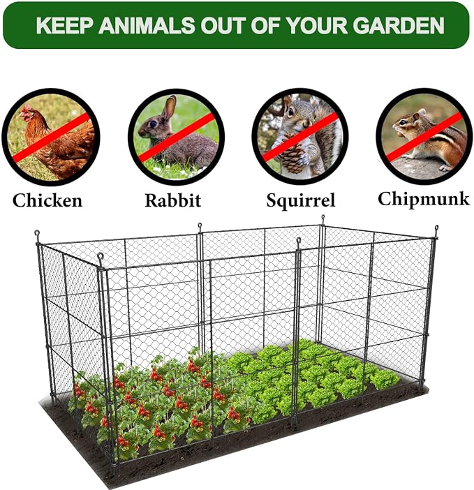 6 Panels Chicken Wire Plant Protectors, 14.26ft(L) x 24in(H) Plant Protectors from Animals, Raised Garden Bed Fencing, Garden Protection Bunny Barricades from Chicken Squirrels for Vegetables