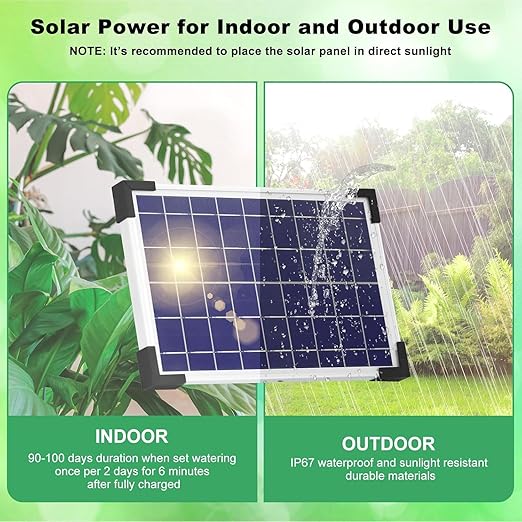 Lewisia 5W Solar Drip Irrigation System with Timer Auto Watering Kit for Garden Raised Beds Patio Lawn Greenhouse Up to 30 Plants
