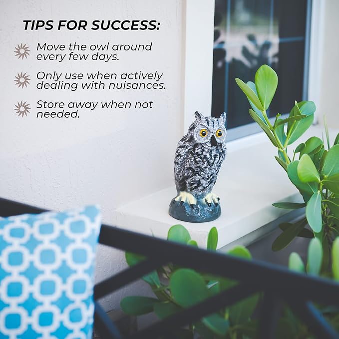 Owl Decoy to Scare Birds Away Plastic Owls Statue for Garden & Outdoors