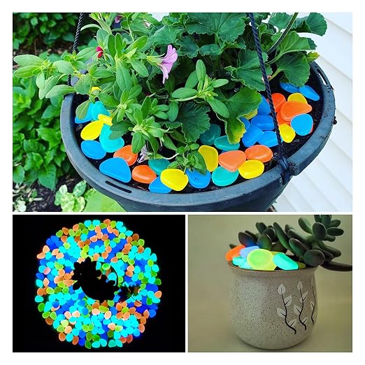 NAMTSO Glow in The Dark Rocks Outdoor, Solar Rocks for Landscaping, Outdoor Decor Glow in The Dark Stones, Glowing Pebbles for Garden Backyard Patio Lawn Fish Tank Aquarium Decor,200pcs Multi,0.6-1.1"