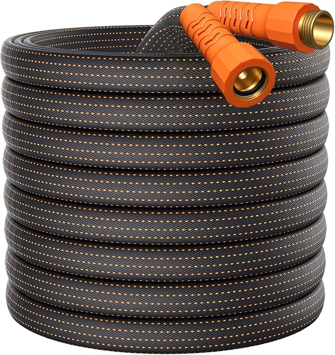 10FT Lightweight Garden Hose,Durable and Flexible Water Hose Non-Kink,Non-Slip Swivel Handles,All-Weather Leader Hose for Boats, RV,Marine Washdown,Lawn,Garden,Leakproof (OrangeBlack, 10 Ft)