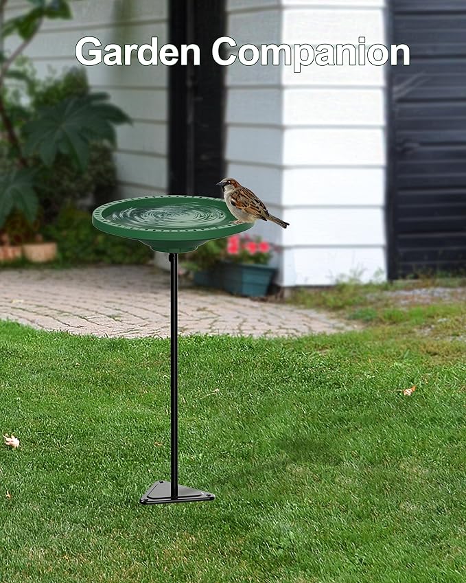 Bird Baths for Outdoors Heavy Duty, 38.5 Inch Detachable Birdbaths for The Garden Clearance, Bird Bath Bowl Spa & Birdfeeder with Metal Stake Stand for Outdoors Garden, Circle Style (Green)