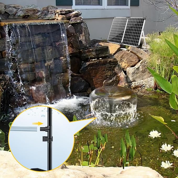 Antfraer 40W Solar Pond Pump with Filter Kit, Foldable Solar Panel & 3-Stage Filtration System, 4 Nozzles Pond Filter for Outdoor Ponds, Garden Waterfalls, Koi Ponds & DIY Water Features