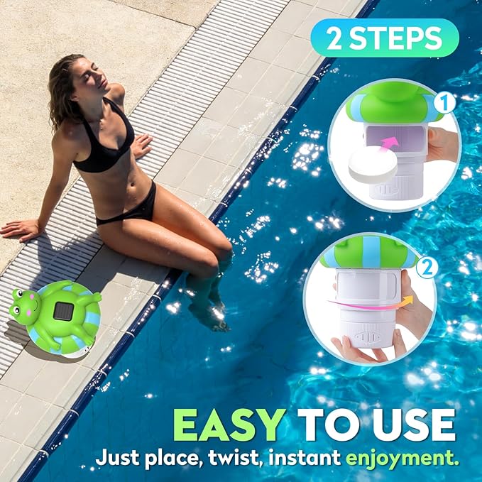 Pool Chlorine Floater for 3 Inch Tablets, Solar Frog Chlorine Tablet Floater with Adjustable Release, Glow in Dark, Large Capacity Floating Chlorine Dispenser for Pool, Hot Tub, Spa (White)