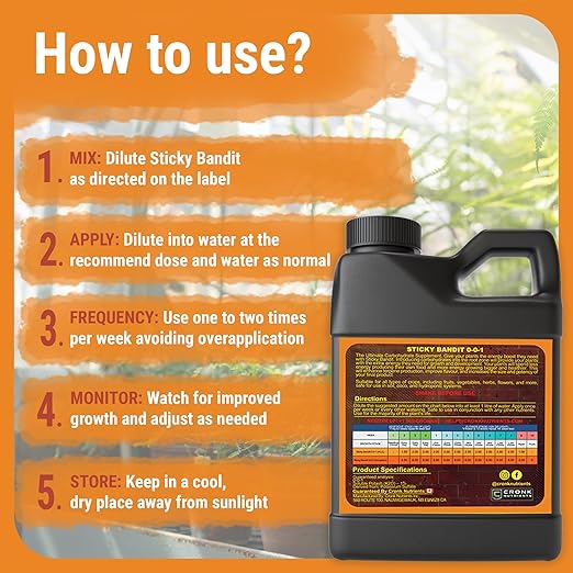 Cronk Nutrients Sticky Bandit Plant Food Carbohydrate – Boost Plants Flavour and Resin Production – Suitable for Soil, Soilless and, Hydroponic – Increase Aroma and Taste, 500mL