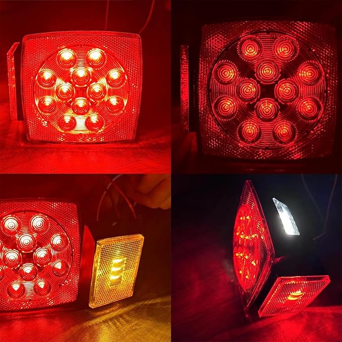 fouwick LED Tail Trailer Light Waterproof for Trucks, Trailers, Tractors, Semi-Trailer, Dump Truck, Bus, Boat (Light Only)