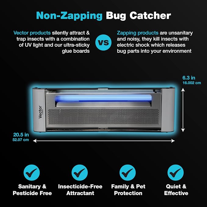 Catchmaster Vector Plasma One Wall-Mounted UV Fly Light Trap - 1,900 sq. ft. Catch Zone, UV Lamp Fly Trap for Dining Rooms, Commercial Kitchens, Fresh & Dry Food Storage, and Clean Medical Spaces