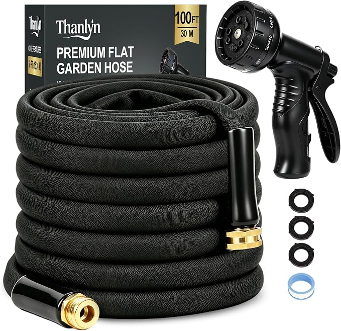 Garden Hose Non-Expanding Water Hose Lightweight, Flexible Garden Hose with 10 Function Nozzle, Kink-Free, Durable, High-Pressure, Abrasion Resistant Hoses for Yard, Garden, Car Wash (50 FT)