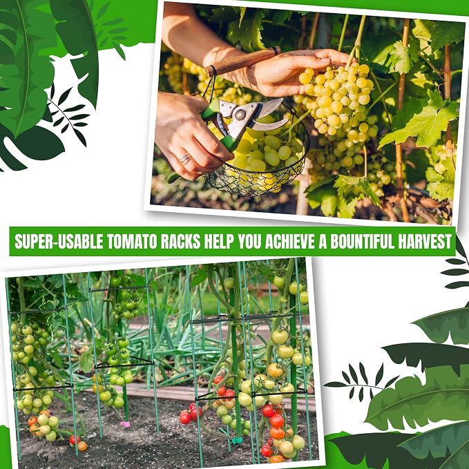 Sunnyray 10 Pcs 51 Inch Tomato Cage up to Plant Cage Deformable Trellis Assembled Tomato Garden Cages Plant Stakes Support for Vertical Climbing Potted Plants Climbing Vegetables