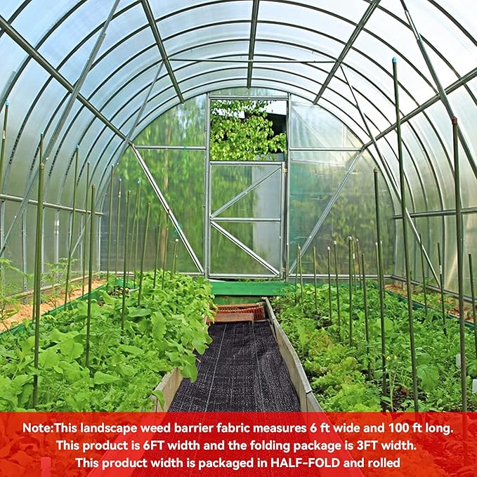 6ftx100ft Weed Barrier Landscape Fabric Heavy Duty，Weed Block Gardening Ground Cover Mat, Weed Control Garden Cloth ，Woven Geotextile Fabric for Underlayment，Commercial Driveway Fabric