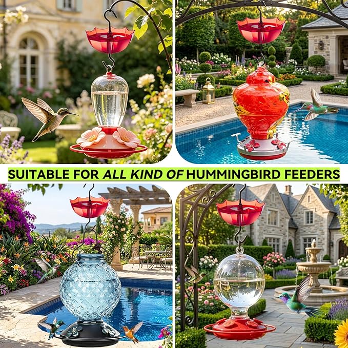 Ant Moat for Hummingbird and Oriole Feeder(5 OZ, 4 Pack) Umbrella Hummngbird Feeder Parts Hanging Ant Guard, Feeder Accessory Hooks