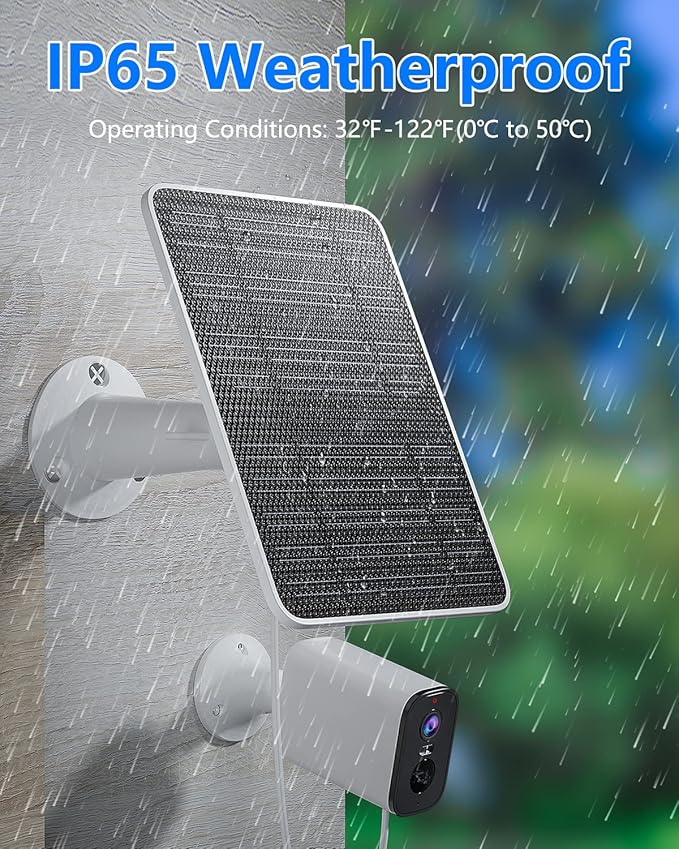 Solar Panel for Security Camera, 5W USB Solar Panel for DC 5V Security Camera, Micro USB & USB-C Port Solar Panel, IP65 Waterproof Solar Charger for Camera,360° Adjustable Mounting 13ft Cable, 3 Pack