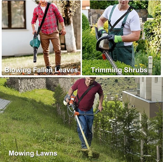Trimmer Strap for Weed Eater Shoulder Strap Harness [Upgraded Metal-Clip], Compatible with EGO/Greenworks String Trimmer, Leaf Blower, & Shrub Trimmers
