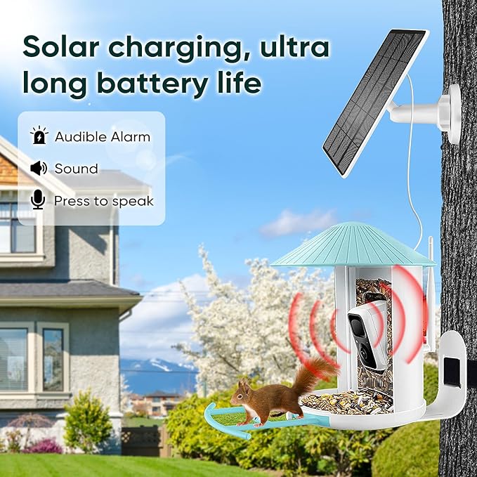 Solar Panel for Bird Feeder, Continuously 3W Power Supply for Your Bird Feeder Camera, Type-C Plug, White