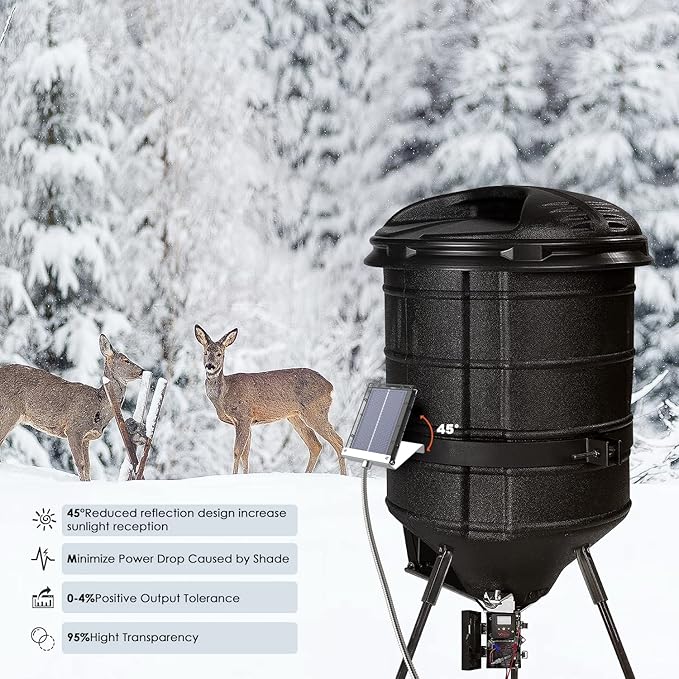 6-Volt Solar Panel for Deer Feeder with an Adjustable Mounting Bracket and Alligator Clips - Waterproof Solar Power Charger Compatible with 6V Game Feeder Timer and Rechargeable Batteries