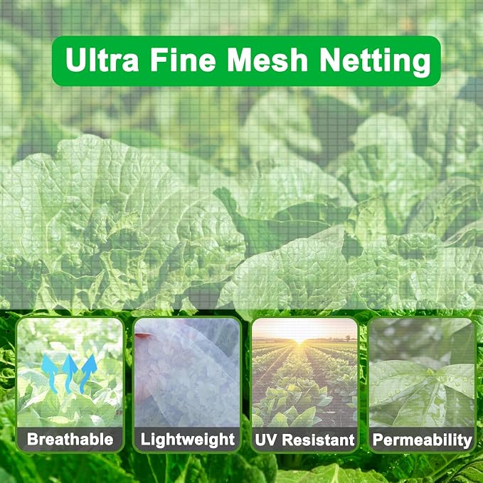 2PCS Large Fruit Tree Netting with Drawstring and Zipper, 8 x 8FT Blueberry Bush Netting Cover, Garden Bird Netting Plant Cover for Protect Plant Fruit Flower from Birds, Bugs, Cicadas, Insects