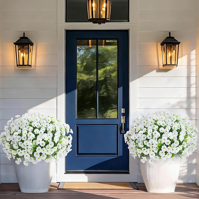 Yastouay Artificial Flowers for Outdoors, 26 Bundles Fake Outdoor Flowers, UV Resistant Artificial Plants & Flowers for Decoration, White Realistic Morning Glory for Outdoor Porch Garden Decoration