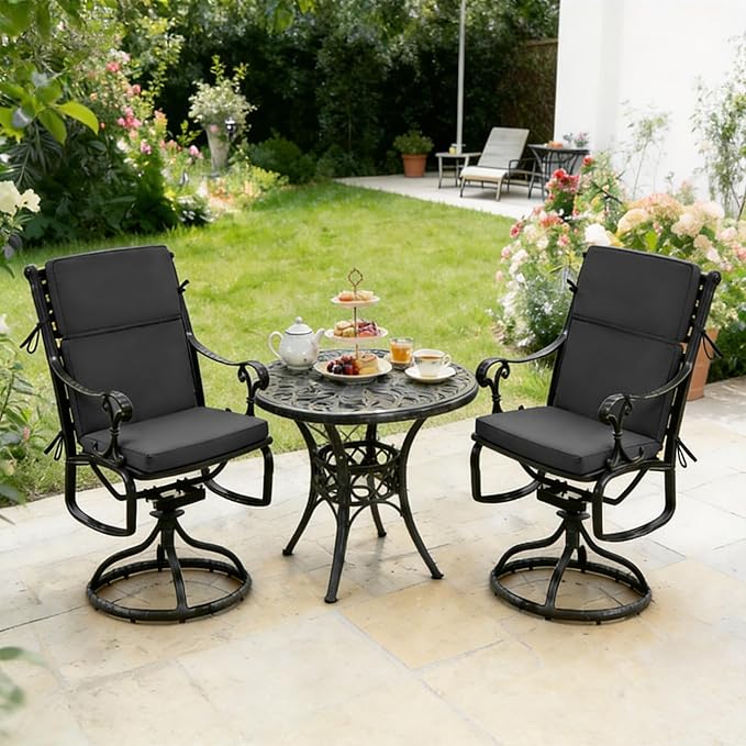 High Back Patio Chair Cushions, 21x20 Waterproof & Fade-Resistant Outdoor Dining Chair Cushions, Indoor/Outdoor High Back Cushion, Seat Pad for Glider and Lawn Chair, Dark Grey