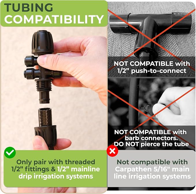 Carpathen 50 FT 1/2 Irrigation Tubing Mainline - Drip Irrigation Tubing Perfect for Push-To-Connect Garden Irrigation System, or as Blank Distribution Hose with 4 Connectors Included