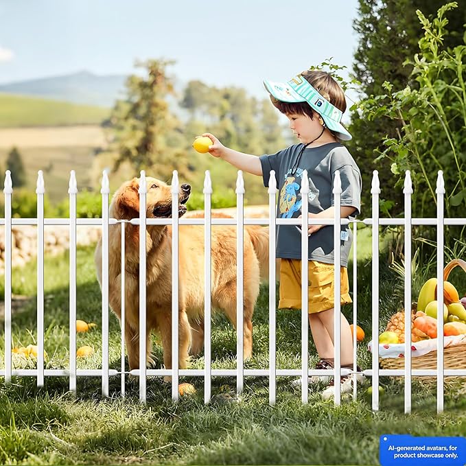 Thealyn Metal Garden Fence 24" W x 24" H (5 Panels, Total 10 ft), Decorative Border Folding Fence, Landscape Fencing for Flower Bed, Yard, Animal Barrier