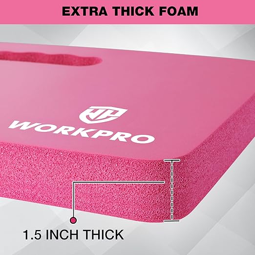 WORKPRO Extra Thick Kneeling Pad, 2-Pack, Soft NBR Foam Cushioning for Knee, Large Foam Kneeler Mat for Gardening, Bathing Baby, Exercise, Workout Supplies, 17.5 x 11 x 1.5 in, Pink