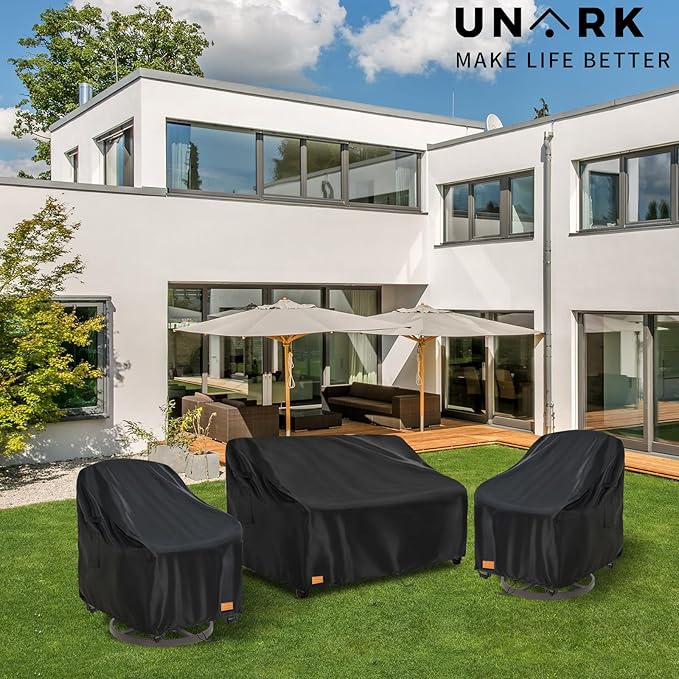 Patio 3-Seater Sofa Cover, 3 Seater Outdoor Couch Cover Waterproof Couch Covers Fits up to 79W x 37D x 35H Inches, Waterproof Heavy Duty Patio Furniture Covers, Black