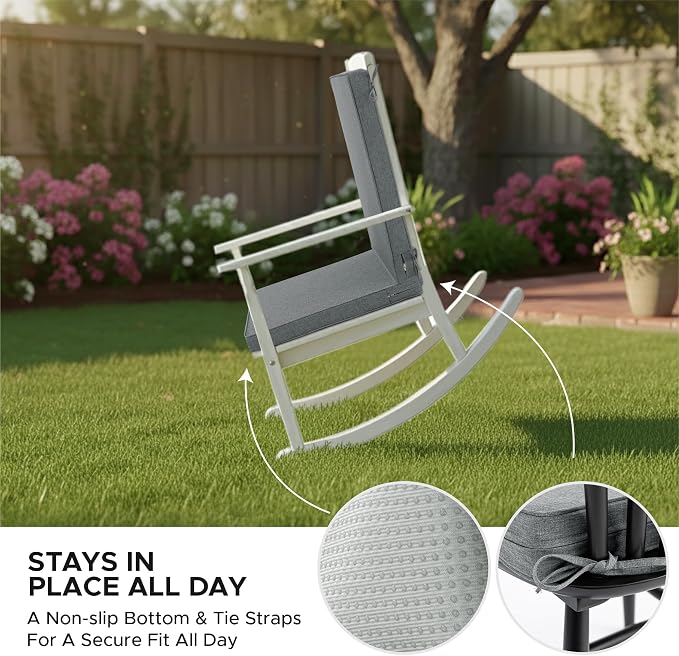 Outdoor Chair Cushions 20x20, Water-Resistant & Fade-Resistant, Patio Furniture Lawn Dining Chair Seat Replacement with High Back, Ties Zipper, Removable Cover, Set of 6, Dark Grey