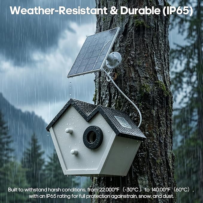 Wooden Bird House with Camera, 2K HD WiFi Smart Bird Feeder with AI Identify Birds Species & LED Light, Instant Alerts with Solar Powered Wireless Outdoor Birdhouse, Gifts for Bird Lovers
