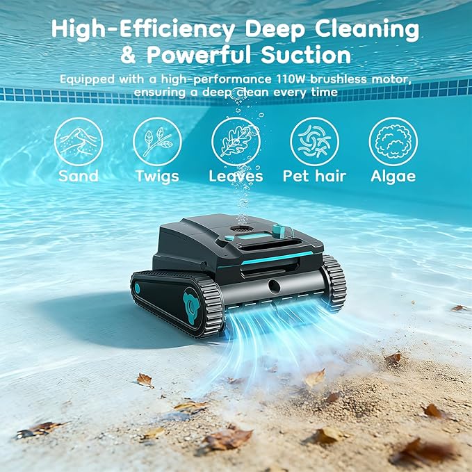 Obito H2 Cordless Robotic Pool Vacuum Cleaner, Dual Filtration, Wall Climbing & Waterline Cleaning, Smart Navigation, Lightweight Automatic Pool Cleaner for Pools up to 2,775 Sq.ft