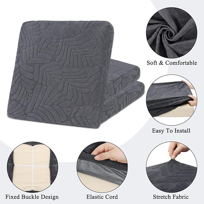 HEBE Stretch Patio Cushion Covers Set 8pcs,Waterproof Outdoor Couch Covers Replacement,Washable Reusable Seat Cushion Slipcovers for Patio Furniture Protector,Chair Cushion Cover