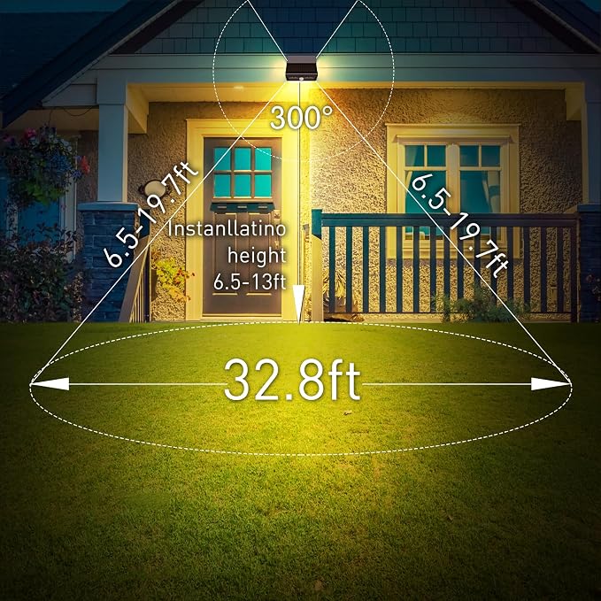 AURAXY Solar Motion Sensor Security Lights Outdoor, Bright Waterproof LED Lights, Wireless Solar Wall Light to Protect Your Home for Front Door Yard Backyard Garage Porch Fence