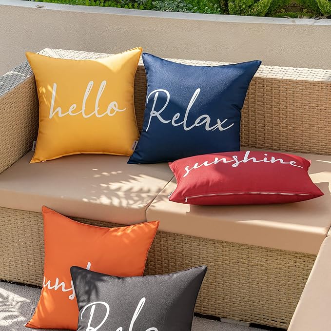 MIULEE Outdoor Waterproof Throw Pillow Covers Set of 2 Relax Decorative Outdoor Square Pillowcases for Chair Patio Garden Couch Tent Balcony Sofa Blue 20x20 Inch