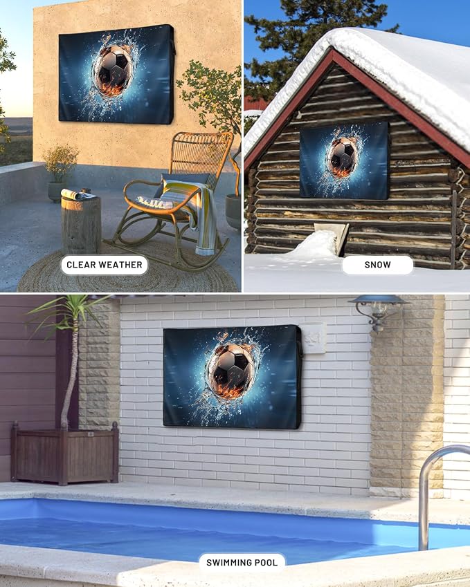 Outdoor TV Cover Waterproof Weatherproof 60 to 65 Inch, Sport Football with Water Outside TV Covers with Zipper Flap, TV Screen Protectors for LED LCD OLED Television