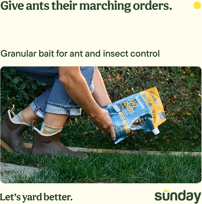 Sunday Ant Adios - Bug & Ant Killer - Outdoor Insect Control Uses Spinosad to Eliminate Ants, Earwigs, Cutworms, & More - Treats 4,000 sq ft - Results in 3-14 Days - 2 Pack, 2lbs
