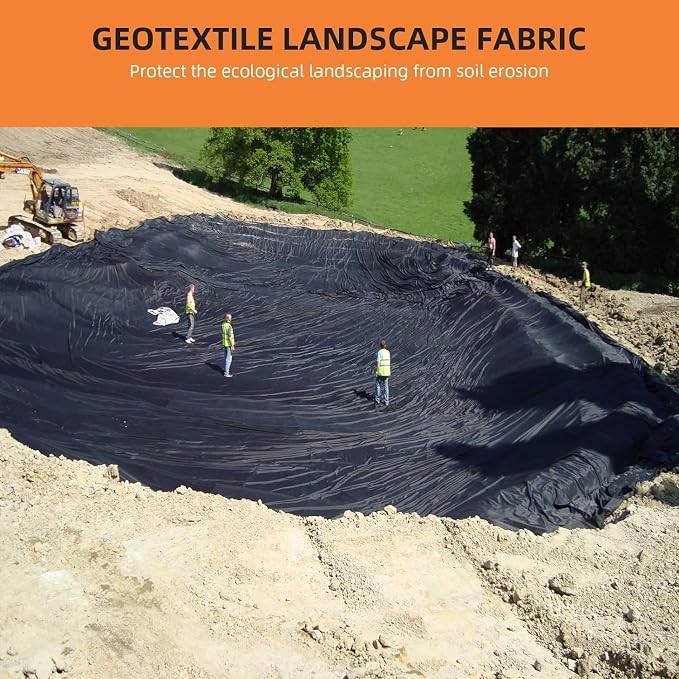 8Oz Geotextile Fabric 3Ft x 100Ft, Non-Woven Landscape Fabric with 350n Tensile Strength for Driveway Stabilization, Erosion Control, French Drain, Road Base & Construction Projects