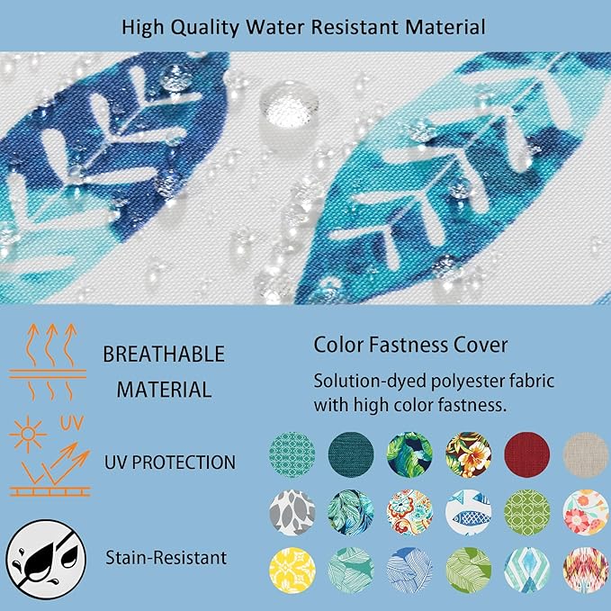 COZYVIDA Outdoor Chair Cushions Set of 4, 20"x20" Square Seat Pads with Tie Straps and YKK Zippers, 30D High-Density Foam, Water-Resistant Fabric,UV-Resistant 1000+ Hrs