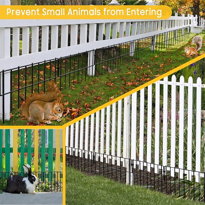 Blingluck Animal Barrier Fence, 30 Pcs Upgrade 1.26 in Gap Decorative Fences No Dig Fence for Rabbits and Dog Ground Defense, Rustproof Metal Wire Garden Edging Border for Outdoor, Yard