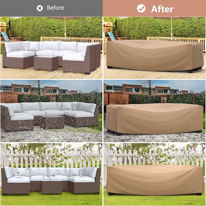 Mrrihand Heavy Duty Patio Furniture Covers, Outdoor Furniture Covers Waterproof Sectional Sofa Set , Patio Table and Chair Set Cover 78"L×62"W×30"H,Brown