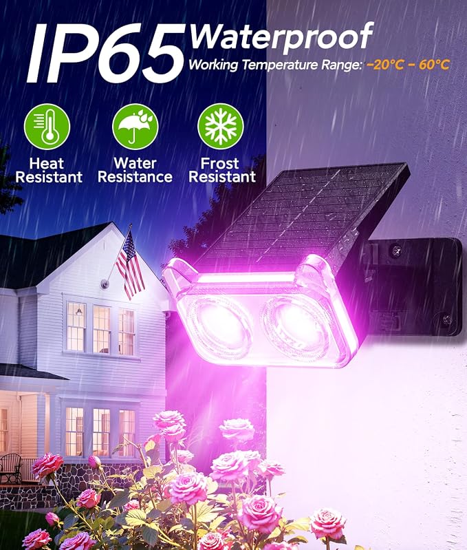 LETMY Solar Lights Outdoor Waterproof IP65, 6 Pack Solar Spot Lights Outdoor with 14 Big LEDs, 2-in-1 Wall Lights & 7 Modes Solar Landscape Spotlights for Pathway Yard Patio Decor Garden Gifts (RGB)