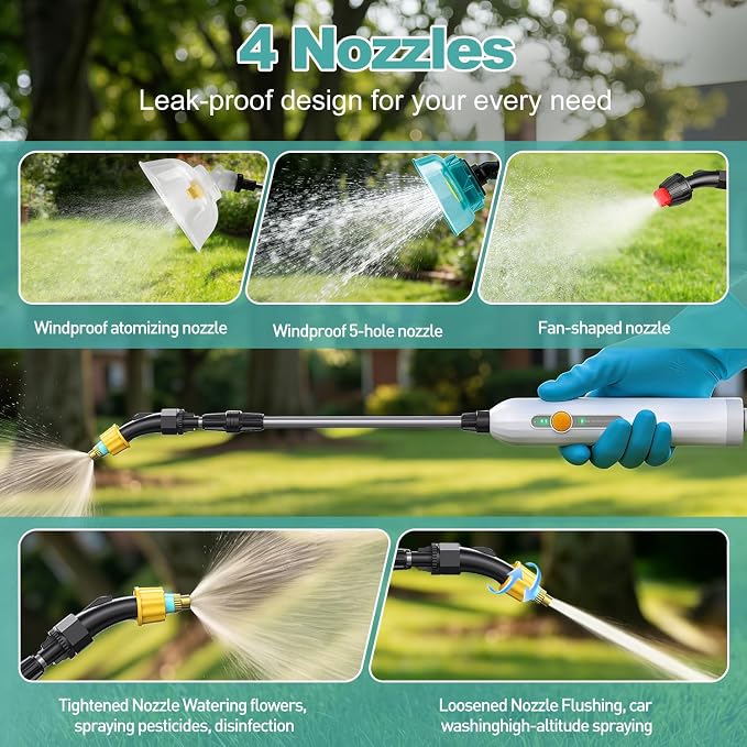 Tarden 3.5 Gallon Battery Powered Backpack Sprayer - Electric Garden Sprayer with USB Rechargeable Handle, Telescopic Wand & 5 Nozzles for Lawn Care 12L