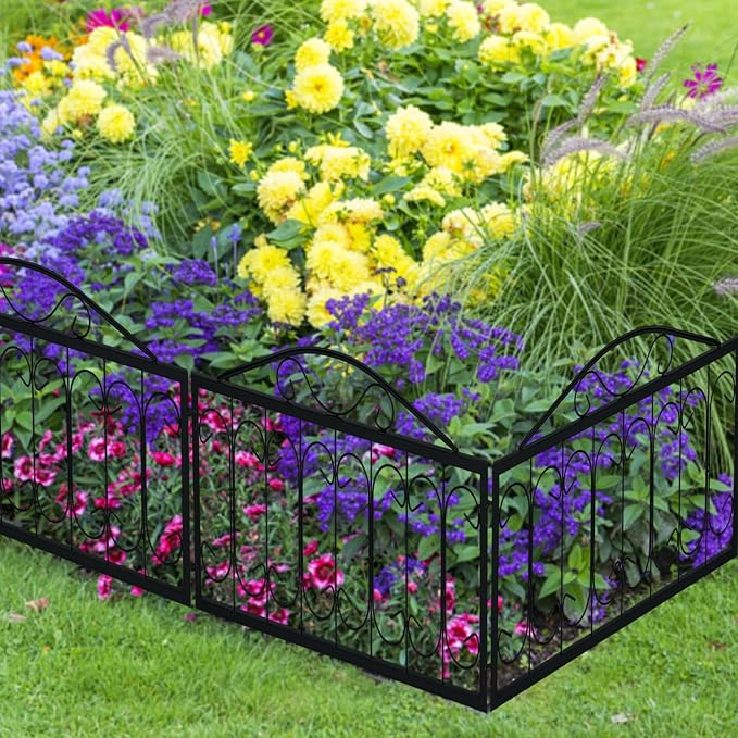 6 Pack Decorative Garden Fence, Rustproof Metal Wire Tall Fencing Border, Indoor or Outdoor No Dig Animal Barrier Fence for Dog, Flower Bed, Patio, Yard