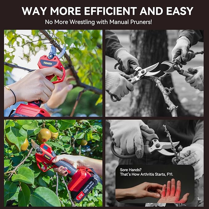 Electric Pruning Shears Cordless 2-in-1 Grafting Tool Kit, 3 Replaceable Cut Blades (Ω/U/V), 2×2000mAh Batteries, LCD Display Power Grafting Tool for Tree Branch Garden (shear)
