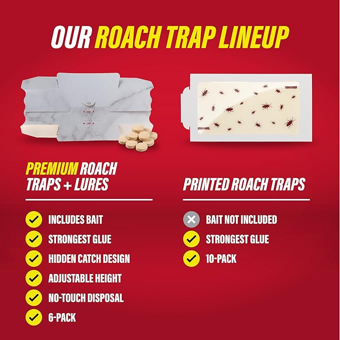 Catchmaster Roach Trap Glue Boards 6-Pk, Adhesive Bug Catcher, Insect & Roach Killer, Scorpion, Spider, Cricket, & Cockroach Traps for Home, Bulk Glue Traps for House & Garage, Pest Control for Home