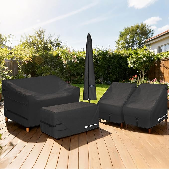Porch Shield Patio Chair Covers -Waterproof Outdoor Lounge Deep Seat Lawn Chair Cover 2 Pack - 30W x 33D x 34H inch, Black