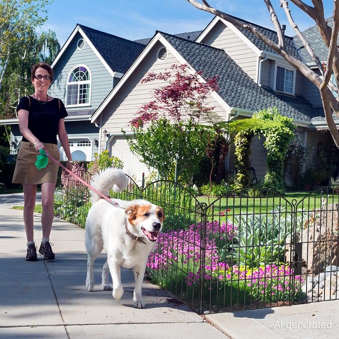Decorative Garden Fence 32in (H) x22ft (L), Arched Rustproof Metal No Dig Fence for Dogs & Rabbit, Ornamental Animal Barrier for Flower Beds, Border Panels Fencing for Yard & Patio Outdoor Decor