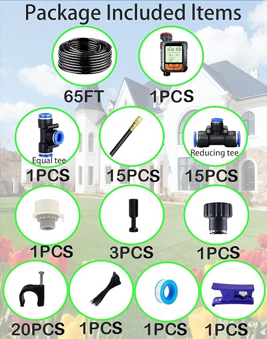 Drip Irrigation System,Automatic Garden Watering System, 360 Adjustable Mist Sprayer Nozzle, High Volume Water Flow Rotating Sprinkler Head for Garden,Patio,Potted Plants, Fine Misting to Jet Spray