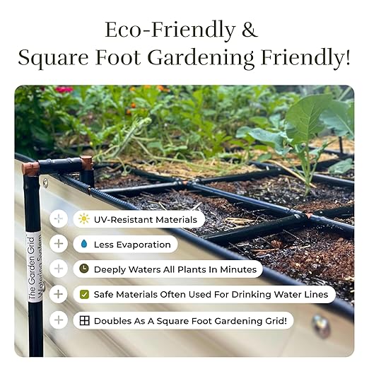 Garden Grid Watering System - 3x6 Cornerless | Raised Garden Bed Drip Irrigation System - But Better | Pre-Assembled, Waters Every Plant Evenly | for Beds w/Corner Posts or Curved Ends | 33.5"x66"